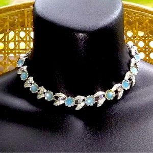 Judy Lee MidCentury Blue MoonGlow AB Rhinestone Choker